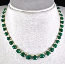 Antique Natural Zambia Emerald Briolette Drops 34 Pc 53.50 Ct Statement Necklace - £3,645.06 GBP