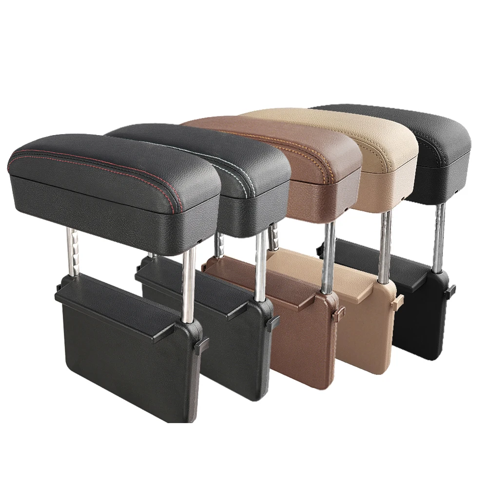 Car Armrest Storage PU Leather Elbow Support Cushion Adjustable Height Auto - £41.80 GBP+