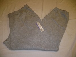 Time &amp; Tru Fleece Cinch Pants Lt Gray XXL (20) Mid Rise Relaxed Front Po... - $15.47