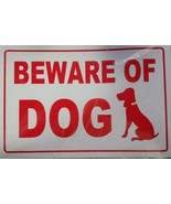 BEWARE OF DOG Sign 8 x 12 Inch - 2 Count, White and Red Indoor Outdoor - $110.42 MXN