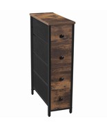 Narrow Dresser, Vertical Storage Unit With 4 Fabric Drawers, For Small S... - £91.80 GBP