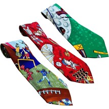 Vintage 90s Nicole Miller 3 Sports Novelty Ties Golf Football Baseball B... - $44.49