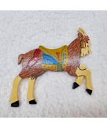 HSCO Goat Ornament Wood Hand Painted Vintage Carousel Animal w Saddle - $12.12