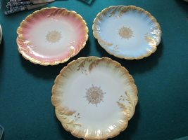 Compatible with Antique Martial Rendon Limoges France 3 Plates Gold and ... - £193.55 GBP
