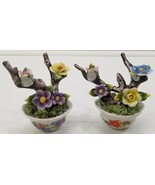 VC) Vintage Pair of 2 Porcelain Floral Branch Potter Figurines - £6.18 GBP
