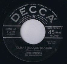 Lionel Hampton Hamp&#39;s Boogie Woogie 45 rpm Tempo&#39;s Boogie Canadian Pressiing - £3.93 GBP