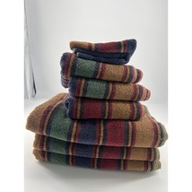 Vintage Ralph Lauren Towels Brown Navy Blue Red Burgundy Striped Cotton ... - $139.00