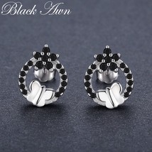 Romantic Flower 1.8g 925 Sterling Silver Jewelry Natural Butterfly Black Spinel  - £10.72 GBP