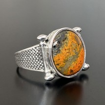 Vintage Bumble bee Jasper Oval Signet Ring, 925 Silver, Jasper Ring, Men&#39;s Ring - £90.89 GBP