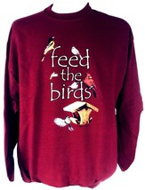 Feed The Birds Sweatshirt L JerZees Unisex Cotton Blend Dark Red New - $28.53