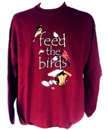 Feed The Birds Sweatshirt L JerZees Unisex Cotton Blend Dark Red New - $39.02 CAD
