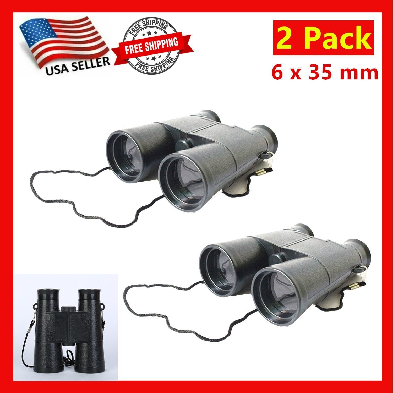 2 Pack of Binocular 6X35 Zoom Outdoor Travel Compact Folding Telescope D... - $11.87