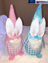 shelf sitters Gnomes Plush Easter Bunny Decoration Gnome pink blue two - $275.19 MXN