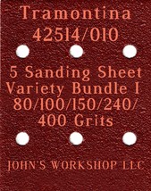 Tramontina 42514/010 - 80/100/150/240/400 Grits - 5 Sandpaper Variety Bundle I - £3.97 GBP