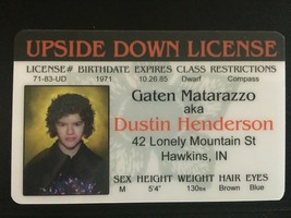 Stranger Things Dustin Gaten Matarazzo Upside Down Drivers License ID Card - £7.12 GBP