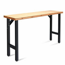 65&quot; Multifunctional Workbench Bamboo Modular Table Heavy Duty Steel Frame - £329.64 GBP