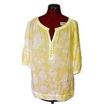 CAbi Songwriter Tunic Yellow White Women Embroidered Floral Size Small - £27.16 GBP