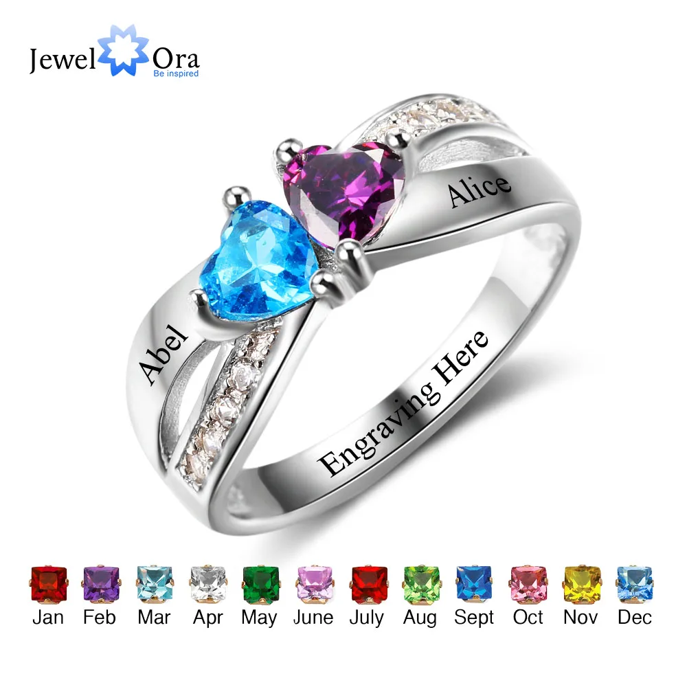 Promise Rings Personalized Jewelry Engrave Name Custom Birthstone Ring 925  Silv - $57.31