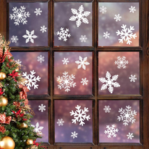 LUDILO 135Pcs Christmas Window Clings Snowflakes Window Decals Static Window Sti - £12.13 GBP