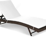 Rattan Patio Lounge Chair With Adjustable Backrest And Removable Beige C... - $305.99