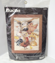 Vintage Nos Bucilla Crewel Barnyard Beauty #41570 Needlecraft Kit Farm Animals - £27.08 GBP
