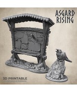 3D Printed Asgard Rising Notice Bounty Board and Rune Rock with Crow 32m... - $17.92 CAD+