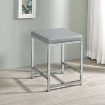 Light Grey Upholstered Square Vanity Stool - Elegant Comfort - $109.99