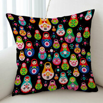 Multi Colored Matryoshka Russian Doll Cushion Cover - $17.61 CAD