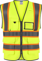 High Visibility Safety Vest with Pockets, Mic Tab, Reflective Strips A - £21.30 GBP