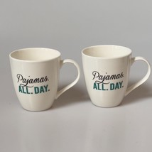 PFALTZGRAFF Everyday Mugs &quot;Pajamas All Day&quot; Ceramic Coffee Cups Set of 2 - £10.59 GBP