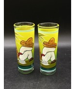 Man Wearing Sombrero Mexican Tequila Shot Glasses Coconut Tree LOT 2 - €17,18 EUR