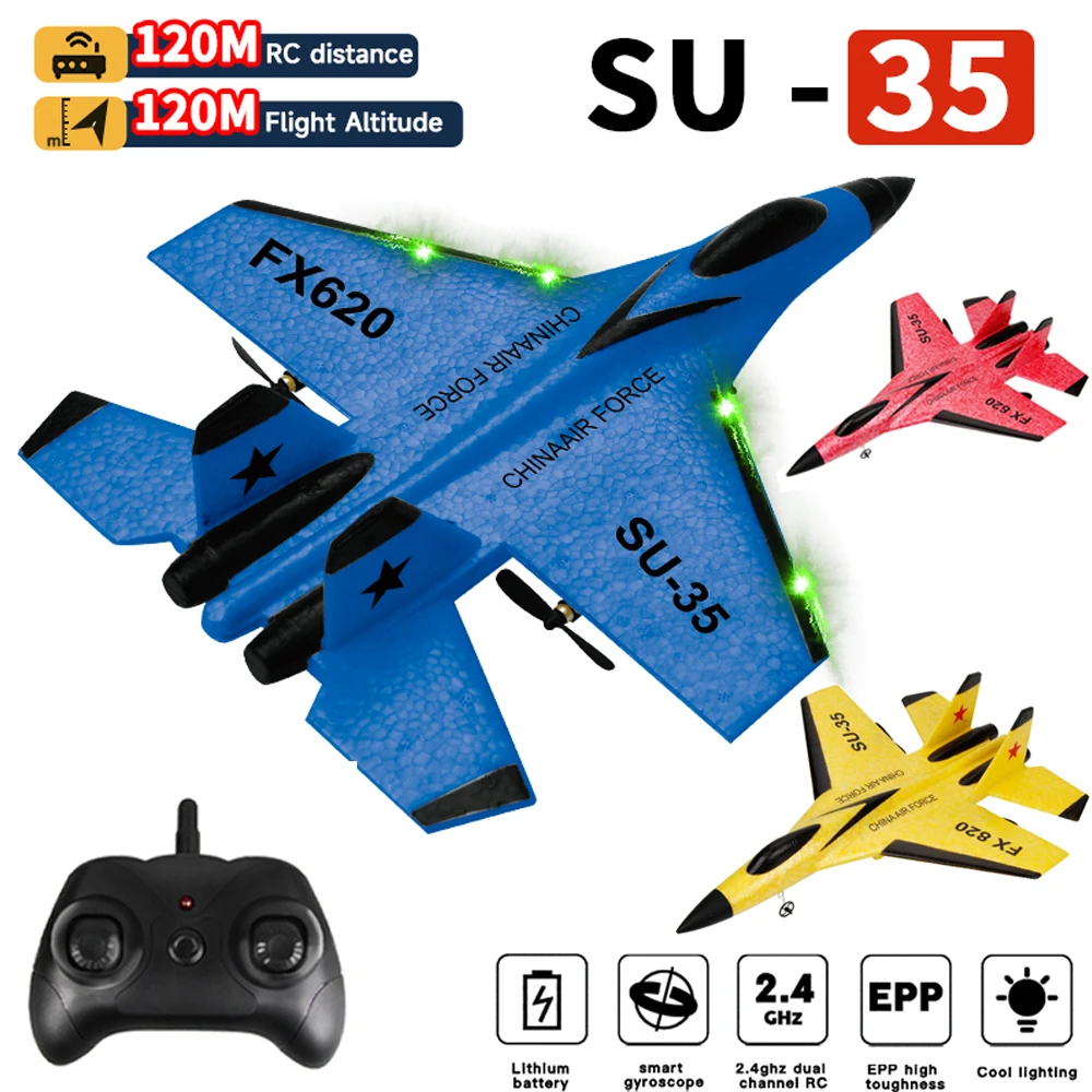2023 New Rc Plane Su35 2.4g With Led Lights Aircraft Remote Control Flying Model - £35.28 GBP