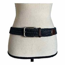 Torino Men Woven &amp; Leather Belt In Navy/Brown Size 41 - £52.22 GBP