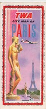 Vintage 1960s TWA Airlines Advertising City Map of Paris France - £15.63 GBP