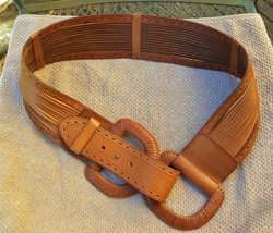 Vintage Linea Pelle Vaquera Leather Western BELT-3&quot;Belt-Double Leather 5&quot; buckle - £65.71 GBP