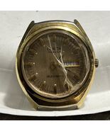 Vintage Clinton Watch Self Winding 17 Jewel Day Date Running Needs Crystal - $17.99