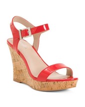 NEW CHARLES DAVID RED PATENT LEATHER PLATFORM WEDGE  SANDALS SIZE 8.5 M $99 - $64.99