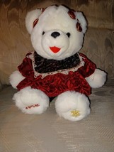 Dan Dee Collectors Choice 2002 Girl Christmas Bear Plush 13&quot; Teddy Xmas Stuffed - £19.73 GBP