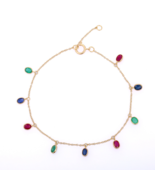 18K Gold Ruby Emerald &amp; Blue Sapphire Bracelet - £240.18 GBP