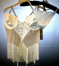 Lingerie Leather &amp; Poly 2 Piece set by Shirley of Hollywoods - White  Si... - $24.00