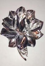 Vintage Park Lane Silver Tone Brooch Pin Large Flower 3&quot; - $9.50