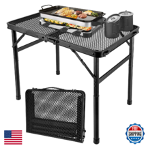 GDDGHS Folding Camping Table Portable Metal Grill Table Outdoor BBQ Mesh... - $50.73