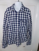 Abercrombie Blue and White Plaid Long Sleeve Shirt Size M Girl&#39;s EUC - £14.19 GBP