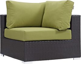 Espresso Peridot Modway Convene Wicker Rattan Outdoor Patio Corner Seat - £205.26 GBP