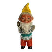 Vintage Puzzel Germany ?   Elf Gnome Doll Yellow Hat Plaid Shirt Red Pan... - $24.30