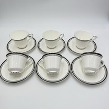 Vintage Royal Doulton SARABANDE H 5023 Bone China Black White CUPS &amp; SAU... - $99.00