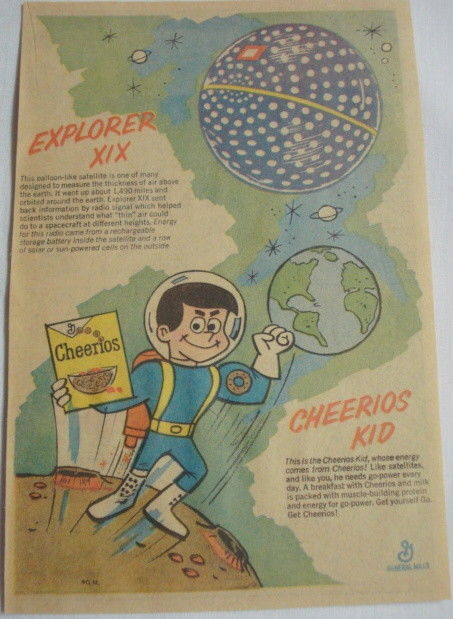 Primary image for 1964 Cheerios Ad Featuring Cheerios Kid & Explorer XIX Satellite General Mills