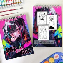 Bad Teen Girl Spiral-Bound Coloring Book for Adult for Stress Relief, Relaxation - £17.57 GBP