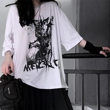 Oversized T-shirt Anime Goth Punk Harajuku Metal Dark Fairy Fashion Woman Blouse - £15.00 GBP