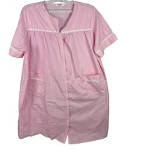 Pink &amp; White Striped Ekouaer Womens Button-Down Short Sleeve Nightgown R... - $18.50